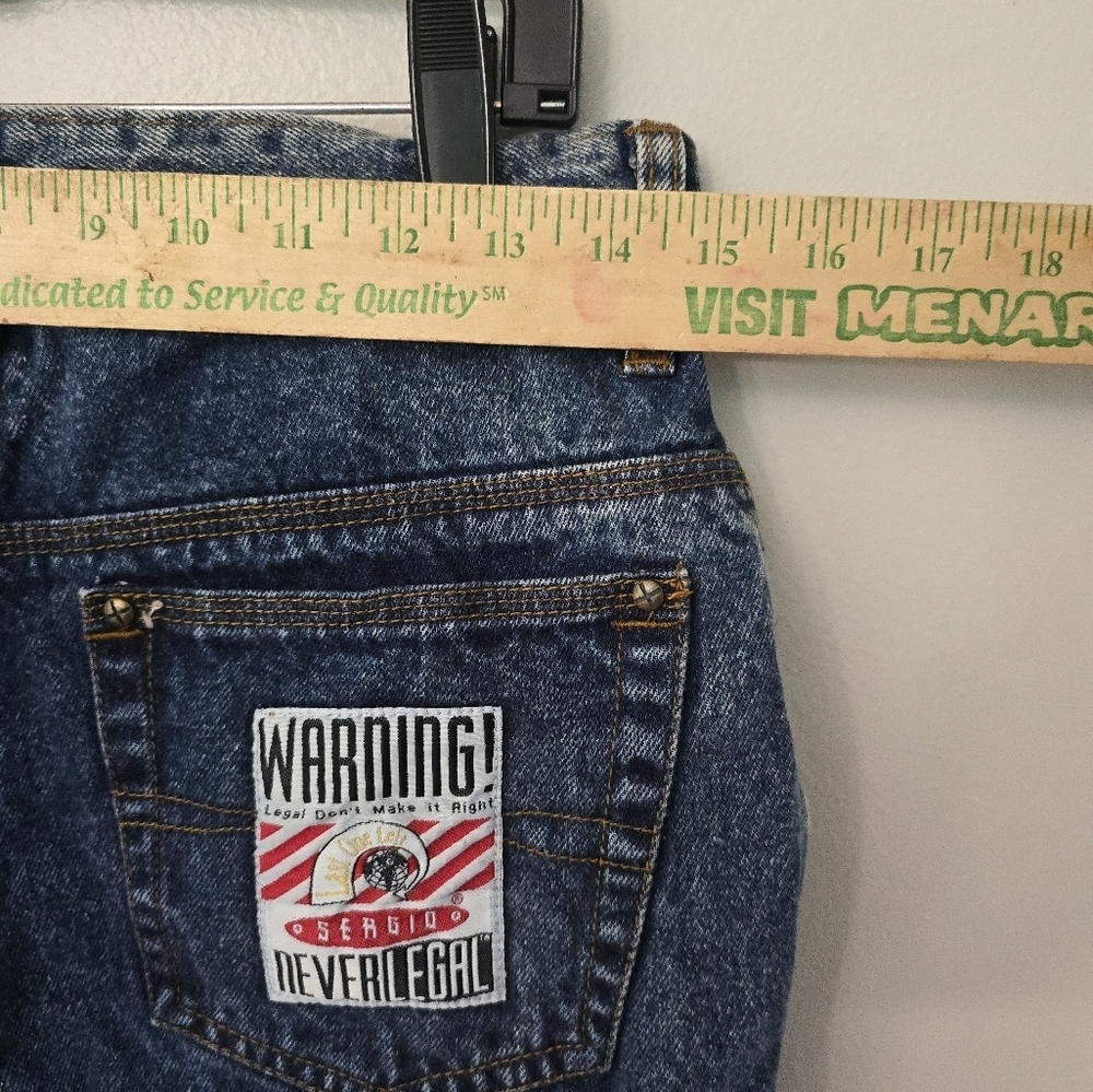 Sergio Never Legal Jeans Mens 33x30 Blue Vintage 80s Legal Dont Make It Right - Picture 6 of 10